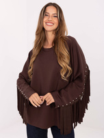 Czekoladowa bluza oversize z frędzlami 