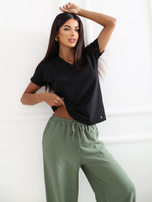 Czarny t-shirt jednokolorowy basic z dekoltem w serek Severine 