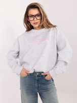 Jasnoszara melanżowa dresowa bluza oversize bez kaptura RUE PARIS 