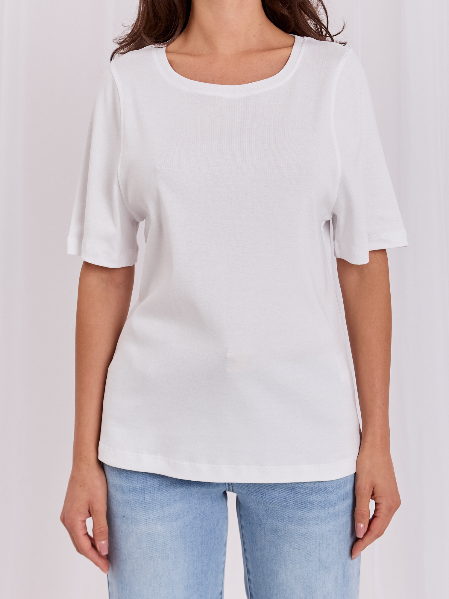 Biały t-shirt basic w jednolitym kolorze RUE PARIS