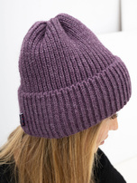 Fioletowa damska czapka beanie z wywinięciem