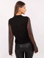 Czarna elegancka bluzka z siateczki