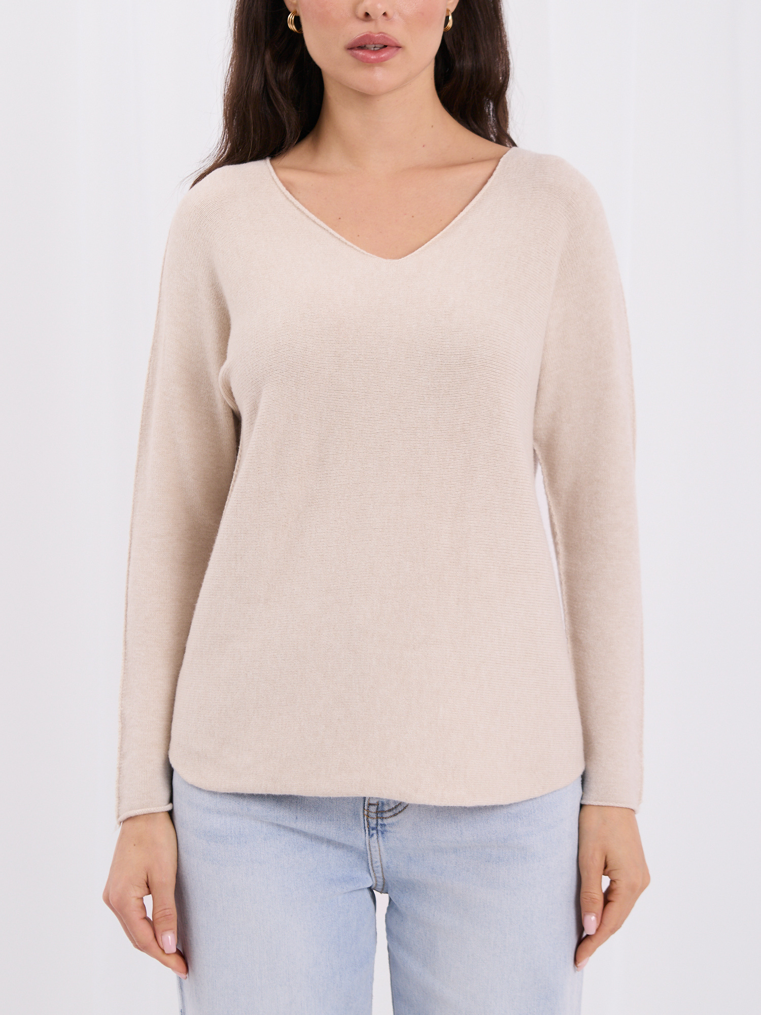 Beżowy dwustronny sweter basic