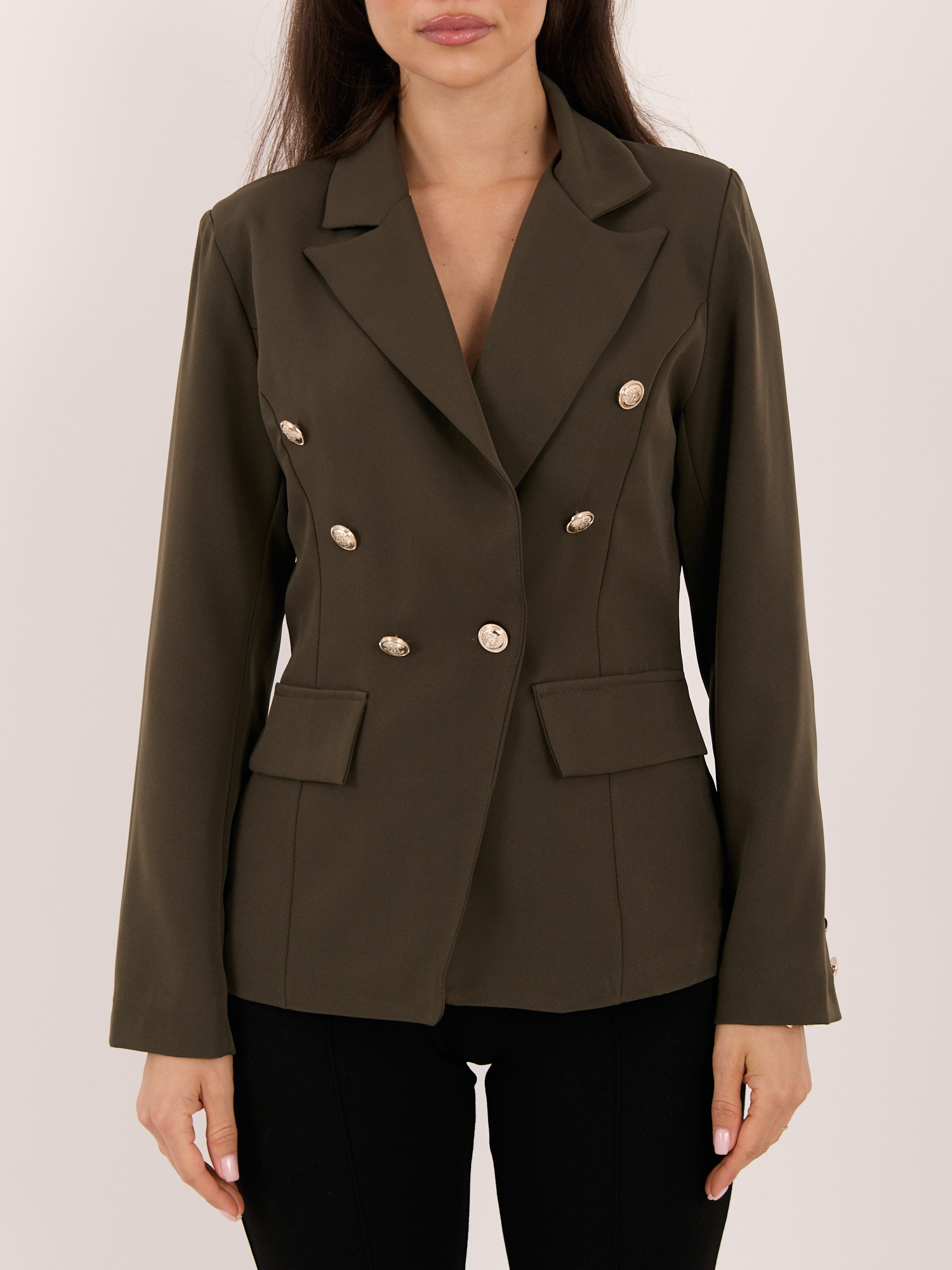 Khaki elegancka marynarka z zapięciem OCH BELLA