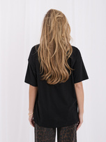 Czarny damski t-shirt basic o kroju oversize