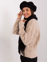 Czarna damska czapka zimowa typu beret 
