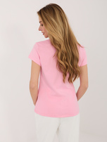 Jasnoróżowy dopasowany t-shirt basic RUE PARIS