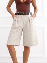 Jasnobeżowe grubsze bermudy z kieszeniami RUE PARIS 