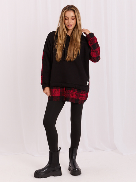 Czarno-czerwona bluza damska z kapturem Freyah RUE PARIS