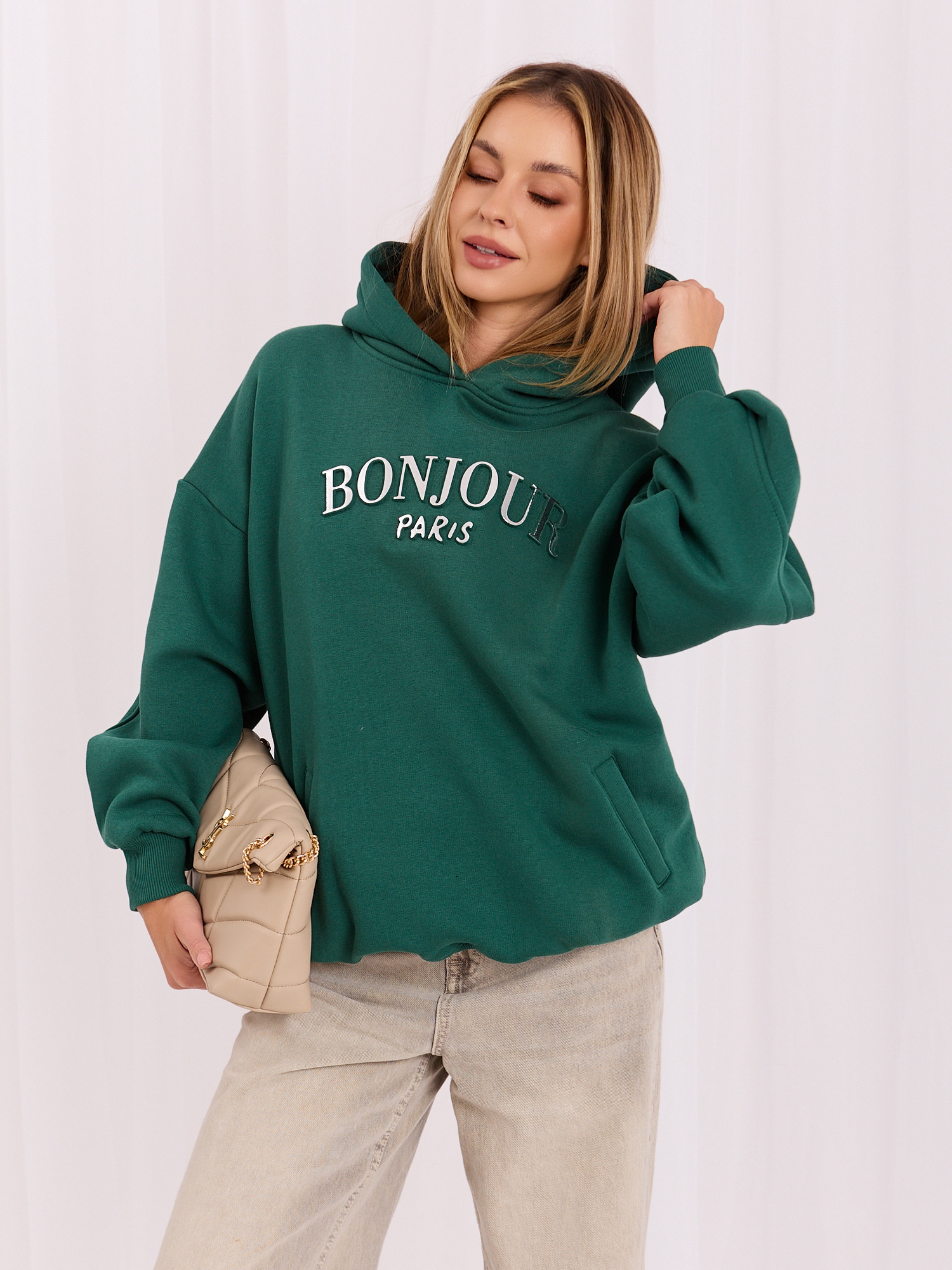 Ciemnozielona bluza z kiszeniami Lille RUE PARIS