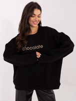 Czarna bluza oversize z haftem RUE PARIS