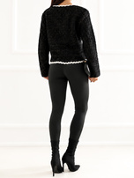 Czarny elegancki kardigan w strukturalny splot