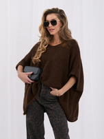 Brązowy damski sweter oversize z domieszką wełny