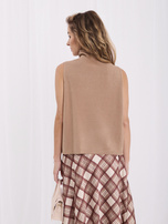 Ciemnobeżowy sweter kamizelka o kroju oversize