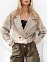 Beżowa krótka kurtka o kroju marynarki 