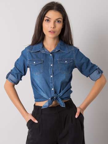 Ciemnoniebieska damska koszula jeansowa Durham RUE PARIS