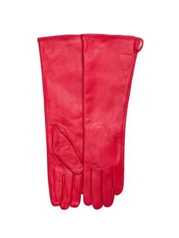 Czerwone długie rękawiczki ze skóry ekologicznej