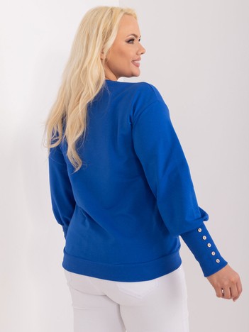 Kobaltowa damska bluza plus size ze ściągaczami 