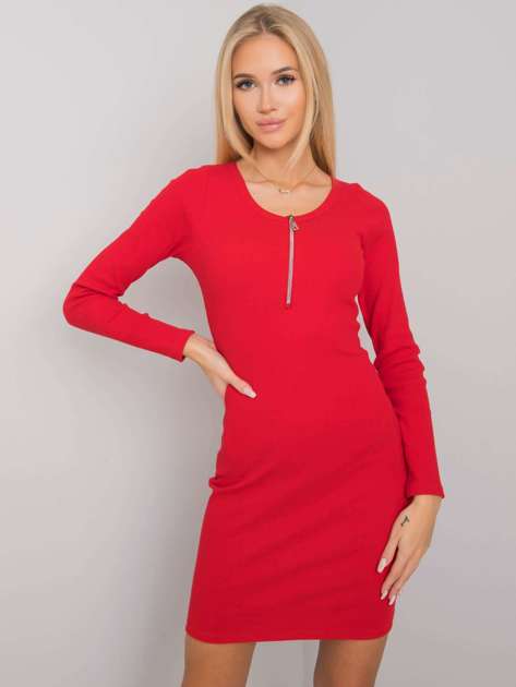 Czerwona prążkowana sukienka damska Azari RUE PARIS