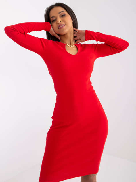 Czerwona sukienka w prążki Risa 