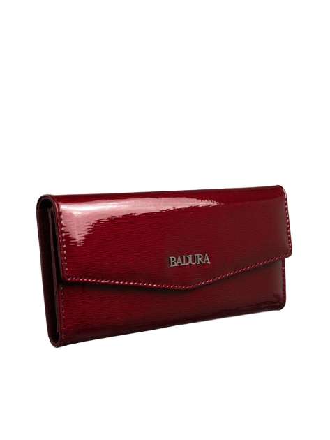 Czerwony lakierowany portfel skórzany BADURA