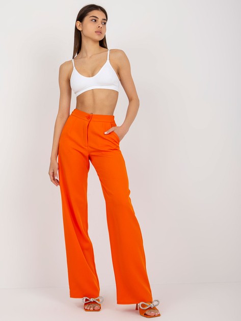 Pomarańczowe garniturowe spodnie z materiału 