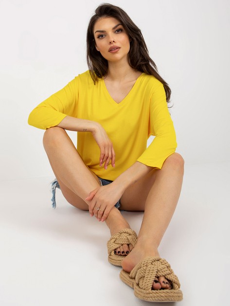 Żółta wiskozowa bluzka basic o kroju oversize 
