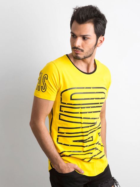 Żółty t-shirt męski z nadrukiem